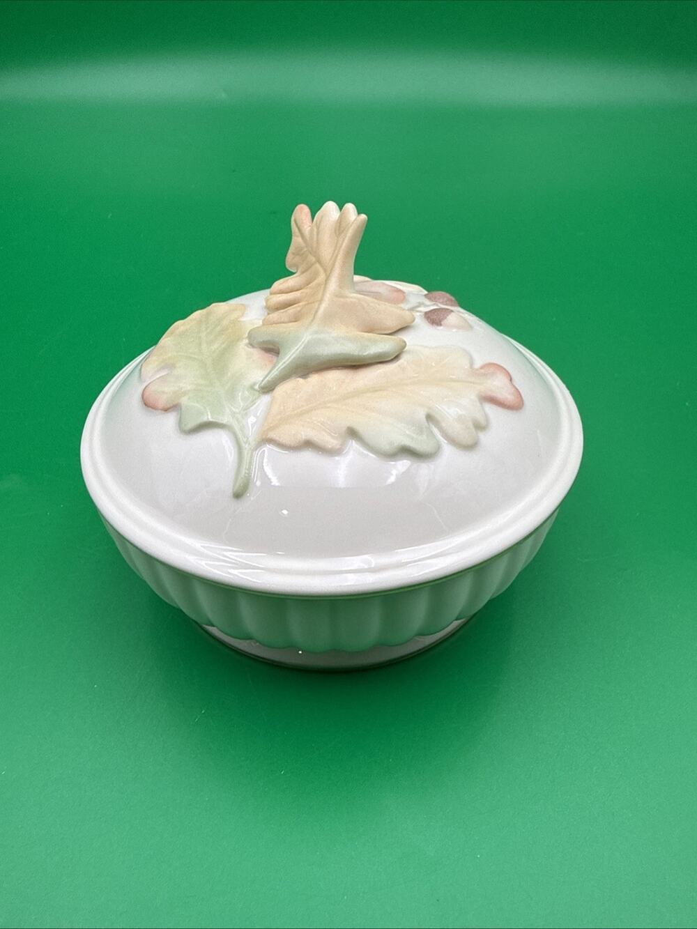 Lenox Autumn Leaves Candy Trinket Dish With Lid Acorn Maple Thanksgiving Decor